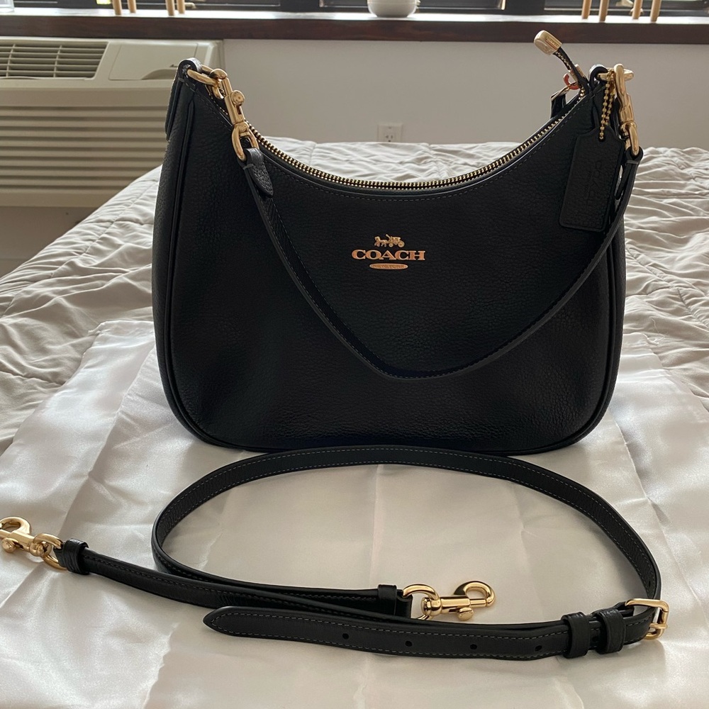 Coach Black Shoulder Bag with Gold Accents